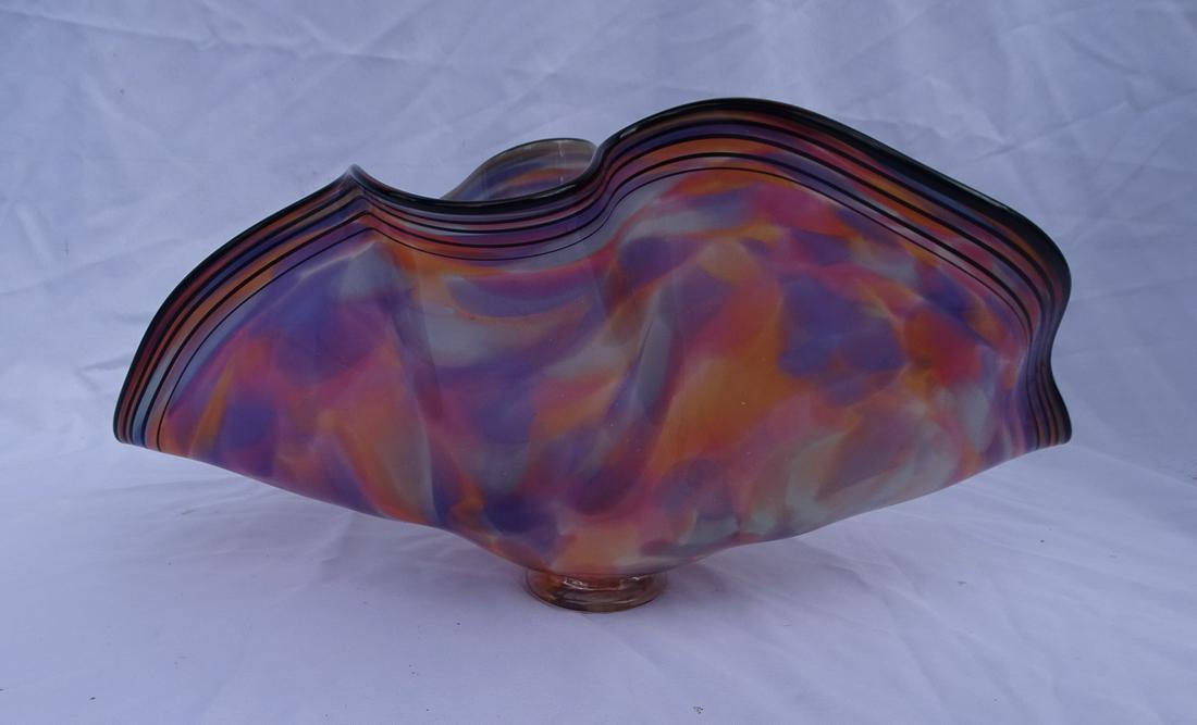 CONTEMPORARY GLASS FLUTED BOWL 10 X 20 X 12 (1 of 12)