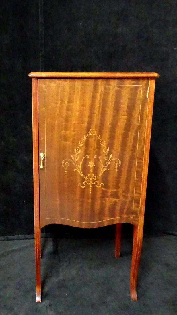 MAHOGANY INLAID MUSIC CABINET 39X18X14: MAHOGANY INLAID MUSIC CABINET 39X18X14