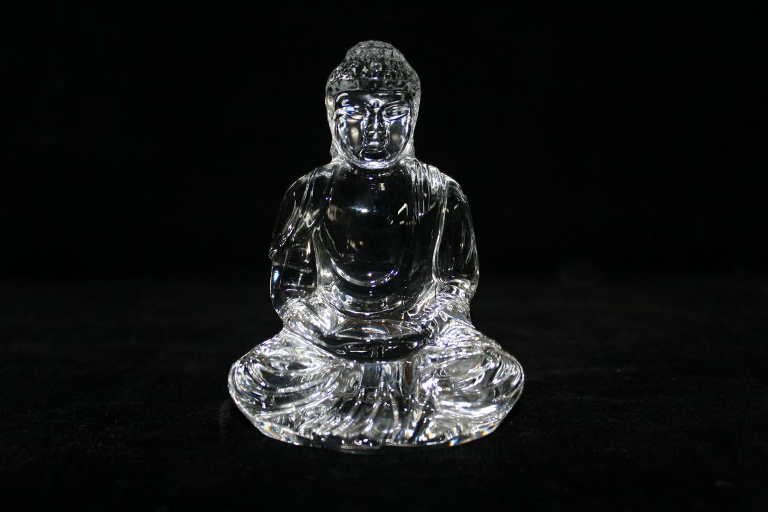 BACCARAT CRYSTAL BUDDHA, 4"H X 3"W X 3"D: BACCARAT CRYSTAL BUDDHA, 4"H X 3"W X 3"D