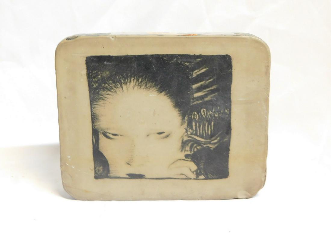 INKED LITHOGRAPH STONE OF WOMAN BY YOSHITAKA AMANO. JAPANESE 1952. 8X10 REF# (302): INKED LITHOGRAPH STONE OF WOMAN BY YOSHITAKA AMANO. JAPANESE 1952. 8X10 REF# (302)