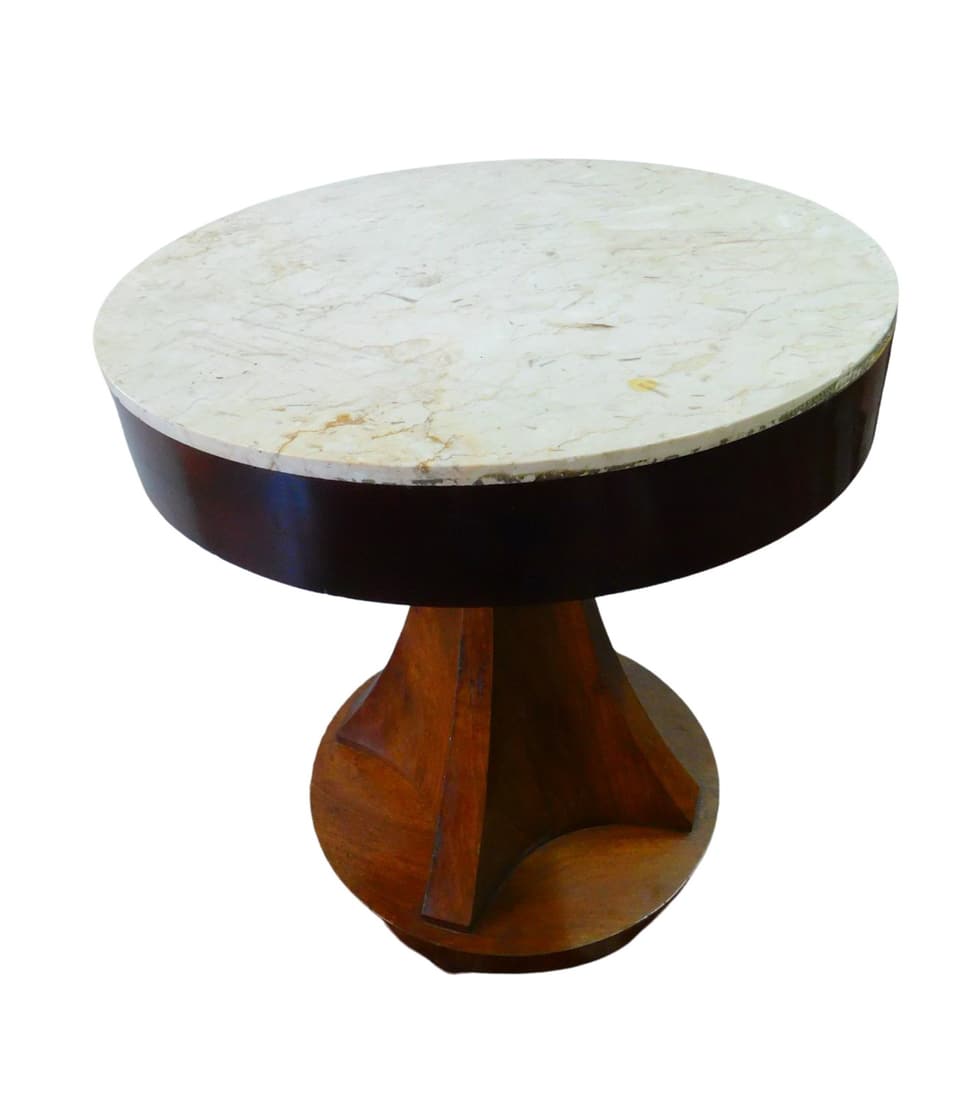 ITALIAN MARBLE TOP CIRCULAR PEDESTAL TABLE 26.5"H X 23.5"DIA. (S316): ITALIAN MARBLE TOP CIRCULAR PEDESTAL TABLE 26.5"H X 23.5"DIA. (S316)
