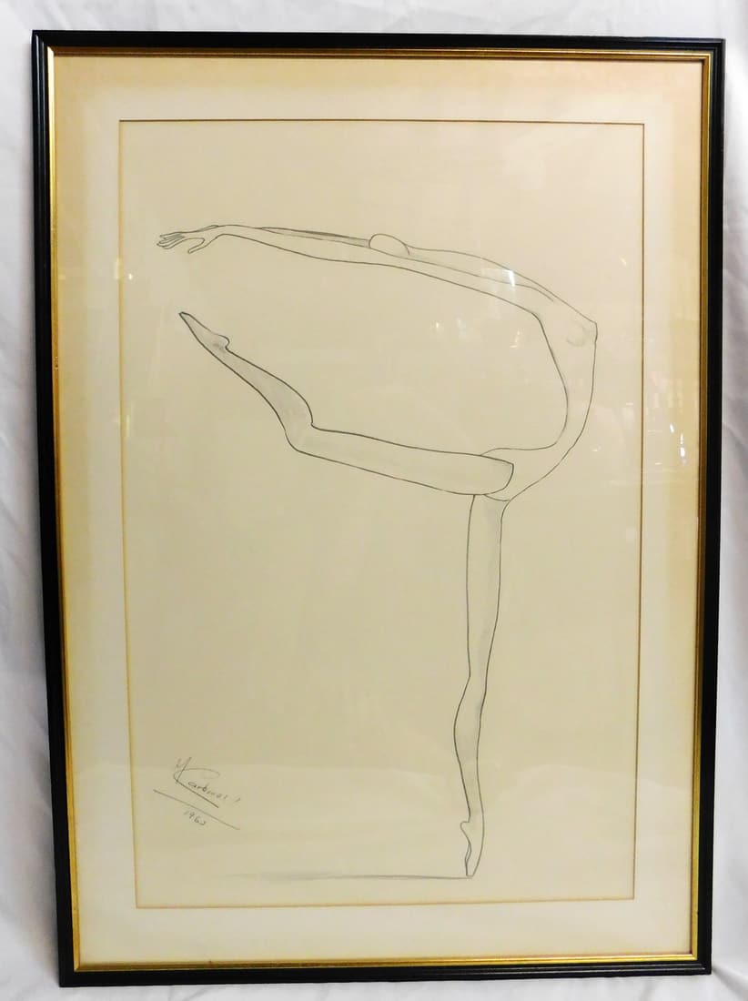 ORIGINAL MANUEL CARBONELL 1965, GRAPHITE ON PAPER OF DANCER 34.5X22 IMAGE 41.5X29.5 OVERALL: ORIGINAL MANUEL CARBONELL 1965, GRAPHITE ON PAPER OF DANCER 34.5X22 IMAGE 41.5X29.5 OVERALL