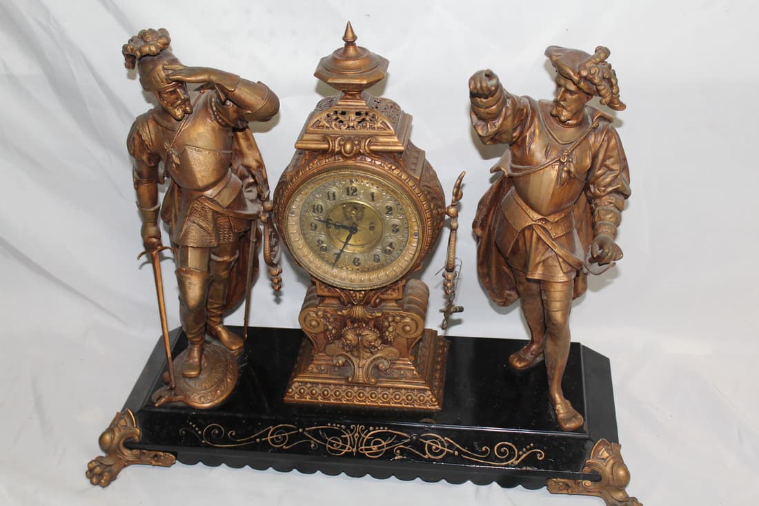 ANSONIA DOUBLE FIGURAL CLOCK 20.5"H x 25.5"W x 10.5"D: ANSONIA DOUBLE FIGURAL CLOCK 20.5"H x 25.5"W x 10.5"D