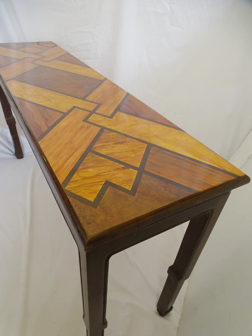 ASIAN STYLE CONSOLE W/GEOMETRIC INLAID TOP 32" X 61" X 16 1/4": ASIAN STYLE CONSOLE W/GEOMETRIC INLAID TOP 32" X 61" X 16 1/4"