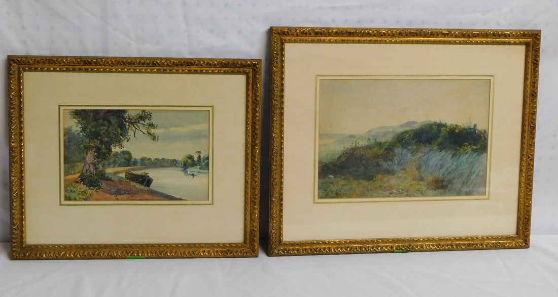 2 WATERCOLOR PAINTINGS W/GOLD FRAMES 17 1/2" X 21 1/2" OVERALL (1 of 5)