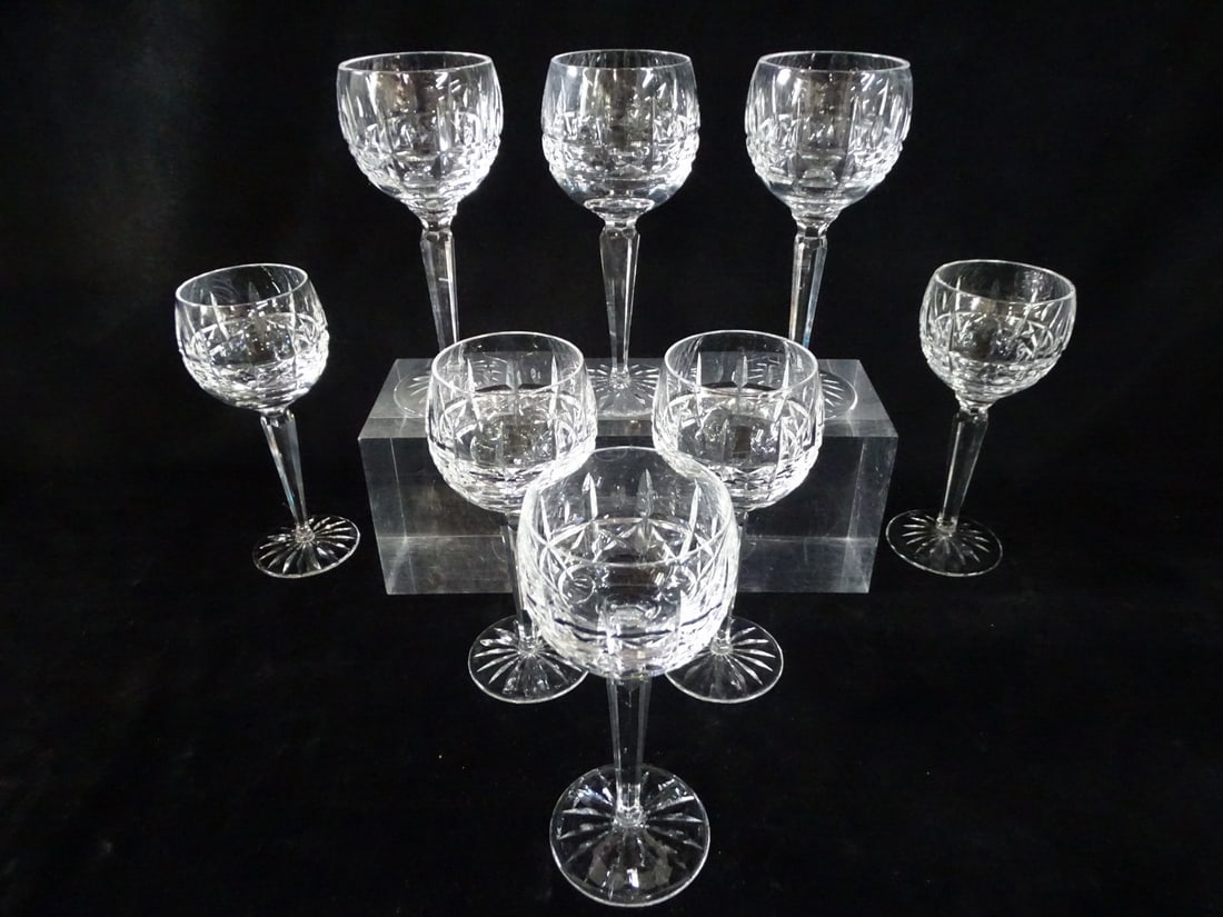 8 PIECES OF WATERFORD KYLEMORE STEMWARE, WINE HOCKS 7 1/2" HIGH: 8 PIECES OF WATERFORD KYLEMORE STEMWARE, WINE HOCKS 7 1/2" HIGH