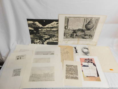 LARGE GROUP OF PRINTS AND ETCHINGS BY VARIOUS ARTISTS, LARGEST PRINT IS 20 1/2" X 26 1/2": LARGE GROUP OF PRINTS AND ETCHINGS BY VARIOUS ARTISTS, LARGEST PRINT IS 20 1/2" X 26 1/2"