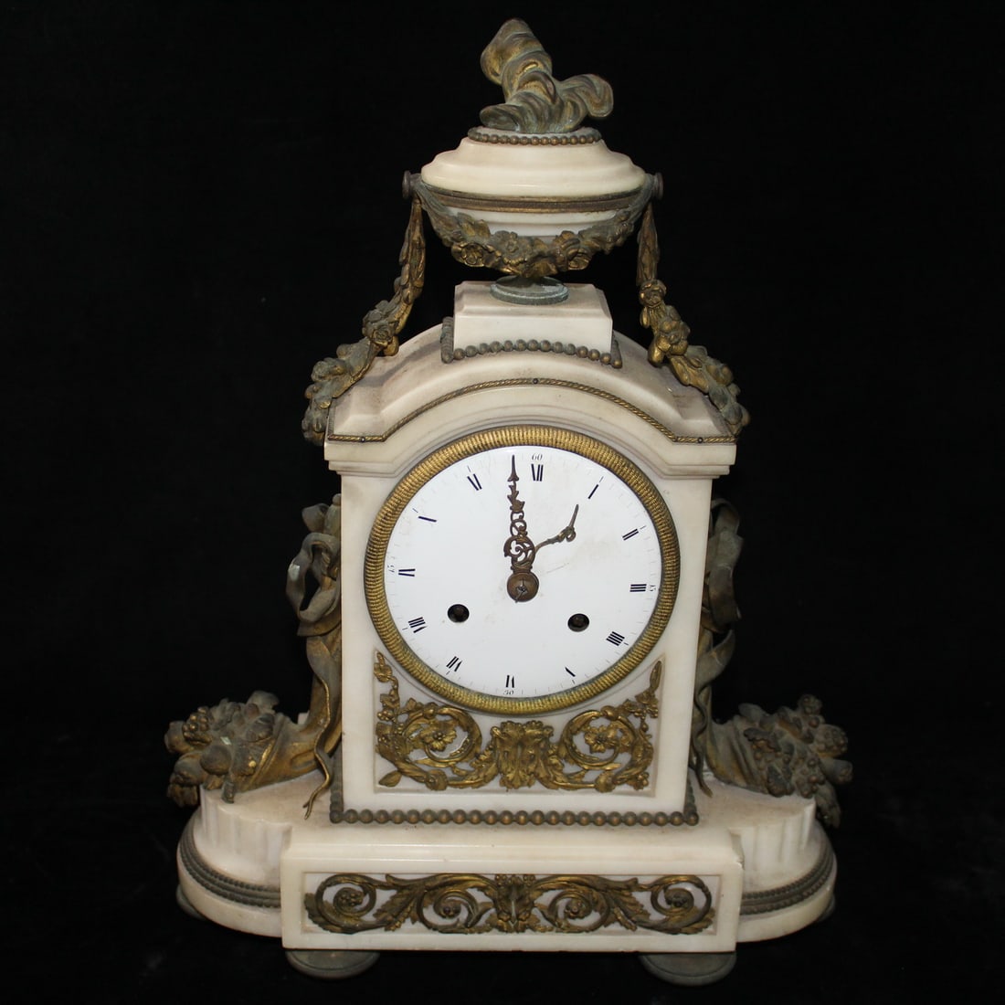 FRENCH MARBLE AND BRONZE PENDULUM CLOCK, 15" TALL (1 of 14)
