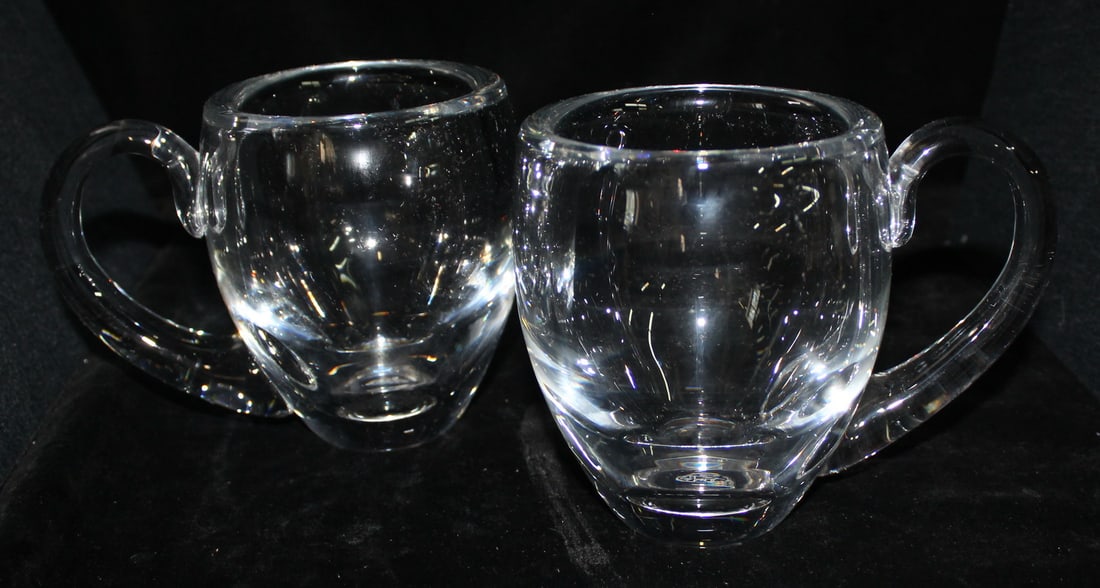 PAIR OF BACCARAT PUMPKIN STYLE TEA MUGS, 5"H (1 of 4)