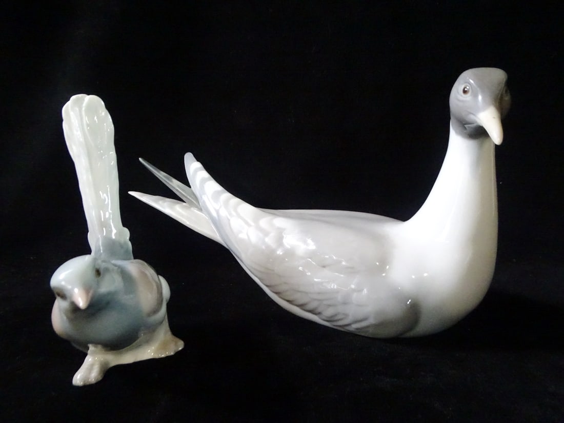 TWO LLADRO BIRDS INC.. DOVE, 5.5 X 10.5X 3.5 LARGEST: TWO LLADRO BIRDS INC.. DOVE, 5.5 X 10.5X 3.5 LARGEST