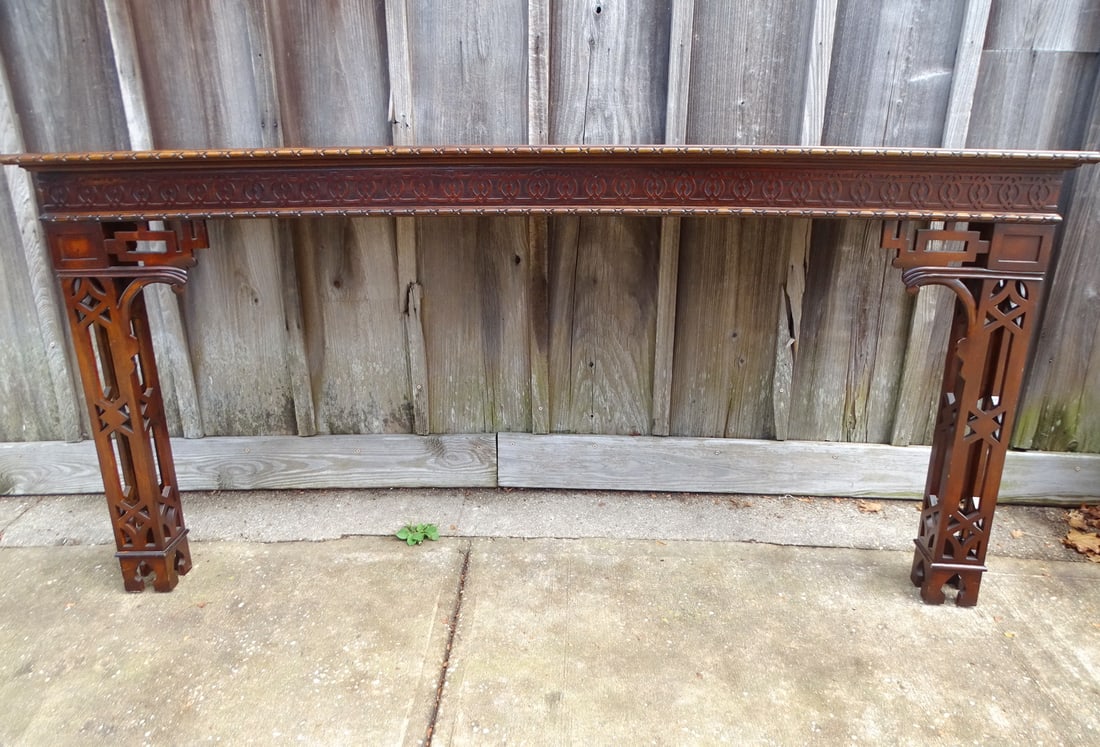 CHINESE CHIPPENDALE MAHOGANY CONSOLE 35" X 71 1/2" X 18" (1 of 17)