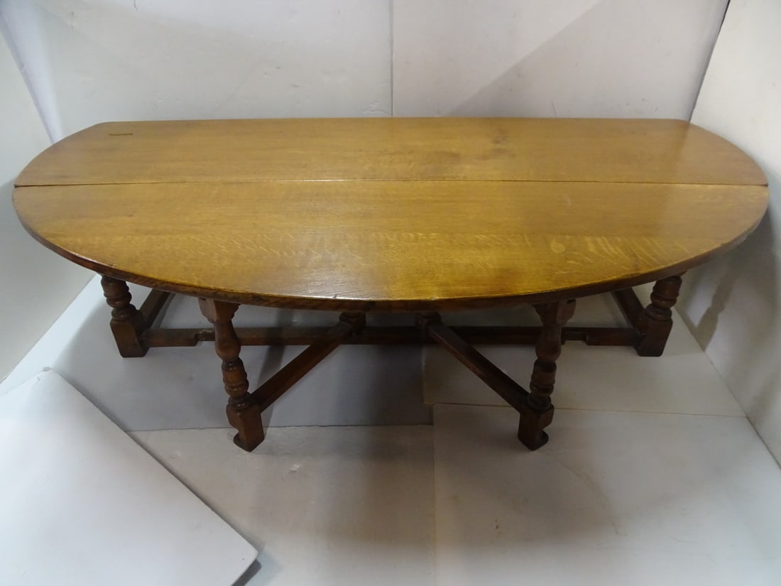 ANTIQUE OAK GATE LEG LOW TABLE 18" X 60" X 17 1/2" (Q 289) (1 of 14)