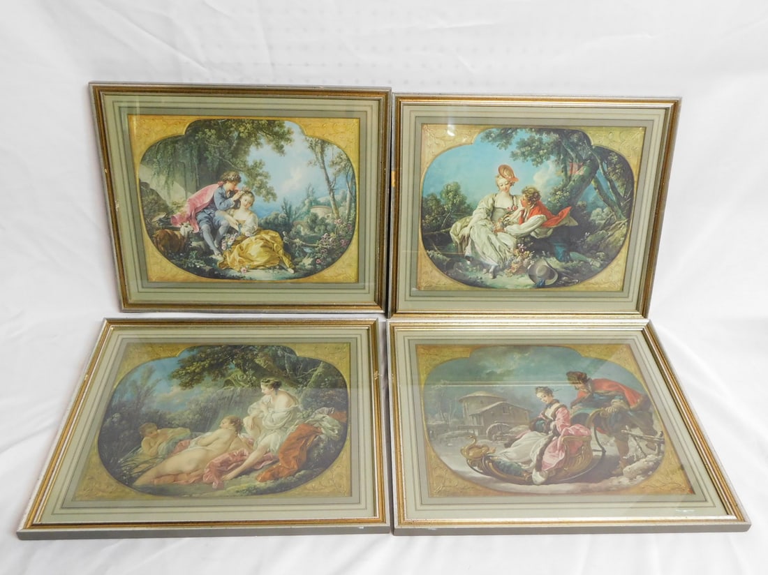 4 LITHOGRAPHS OF PAINTINGS BY FRANCOIS BUCHER 15X18 OVERALL 11.5X14.5 IMAGE: 4 LITHOGRAPHS OF PAINTINGS BY FRANCOIS BUCHER 15X18 OVERALL 11.5X14.5 IMAGE