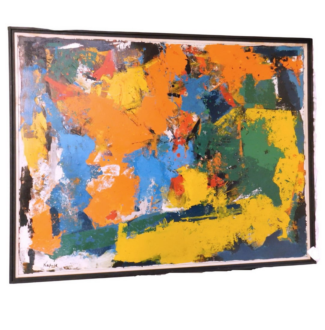 KAPNER SIGNED LARGE OIL ON CANVAS ABSTRACT, 49.5 X 63.25 OVERALL (1 of 11)