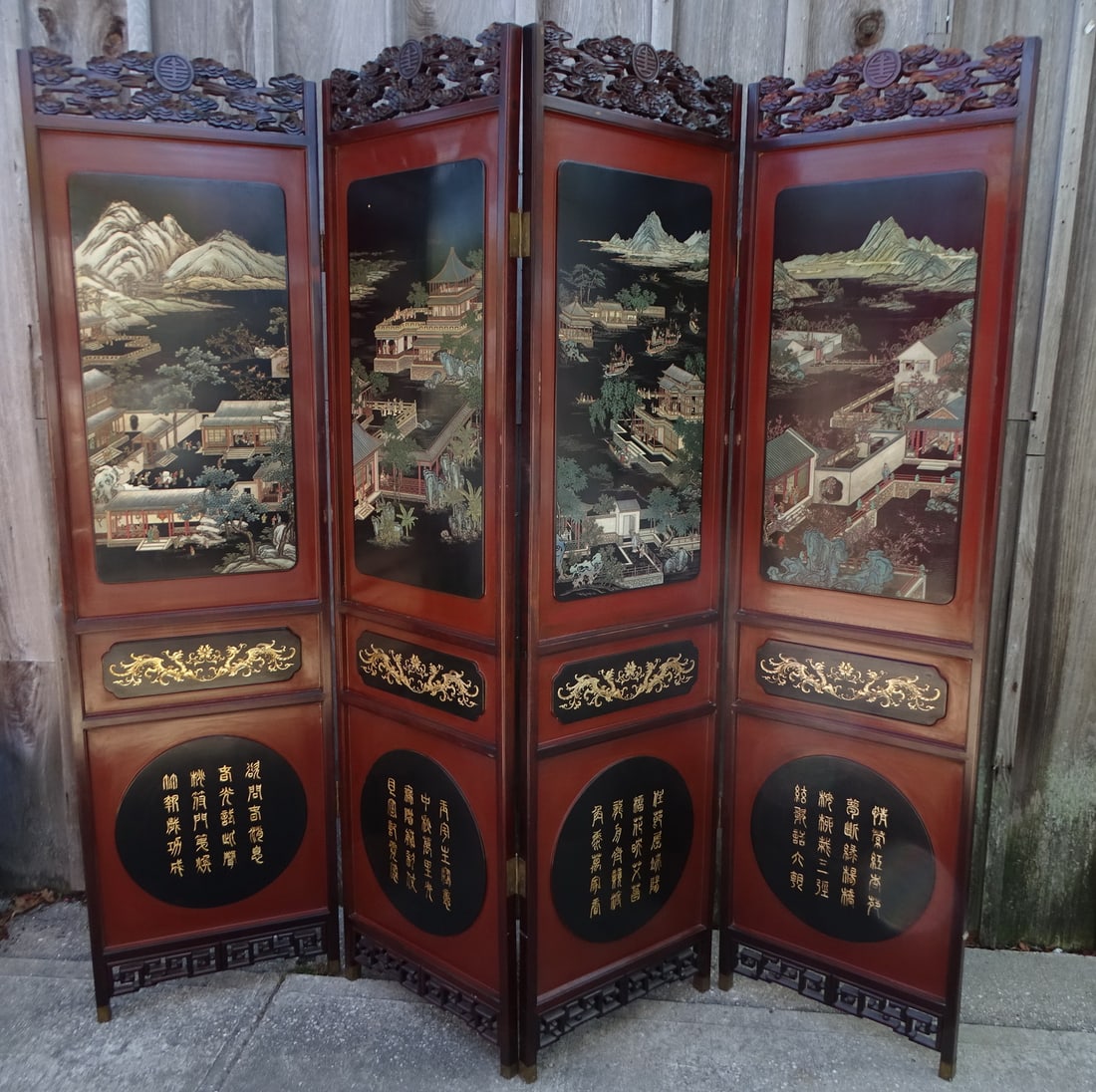 ASIAN FOUR PANEL COROMANDEL SCREEN, 79 X 85 (1 of 14)