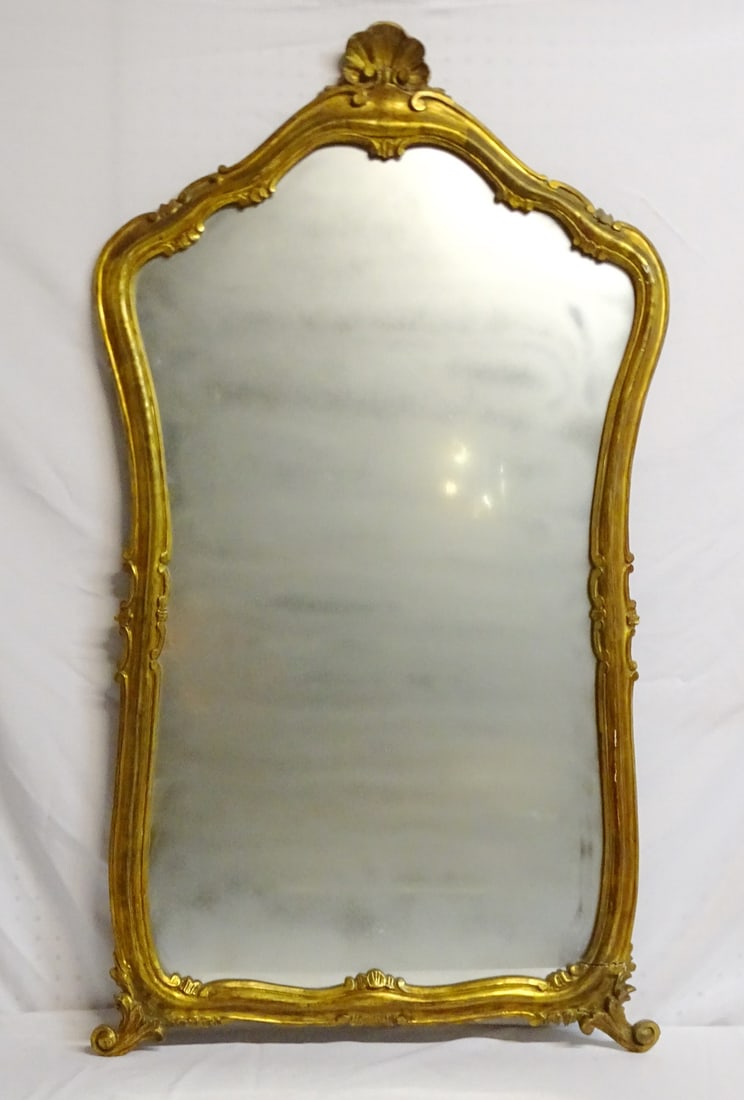 GILT FRAMED MIRROR WITH SHELL MOTIF CROWN 49 X 27.5 (1 of 12)
