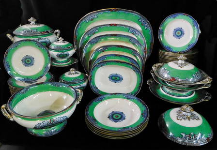 EXTENSIVE SET OF 'DRESDEN STAR' BY DAVENPORT INC. COVERED TUREENS, PLATTERS, PLATES ETC. (U AUCTION: EXTENSIVE SET OF 'DRESDEN STAR' BY DAVENPORT INC. COVERED TUREENS, PLATTERS, PLATES ETC. (U AUCTION EDITED PHOTOS)27 svc dishes at 10" dia10 salad plates at 8.75" dia2 covered veg bowls at 11 x 10 x 8