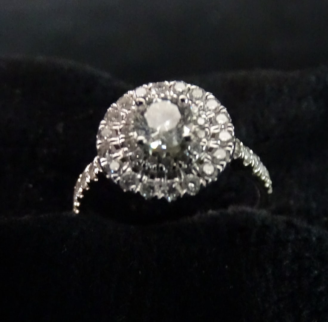 DIAMOND HALO RING 14KT 3.5 GRAMS  A-141 (1 of 7)