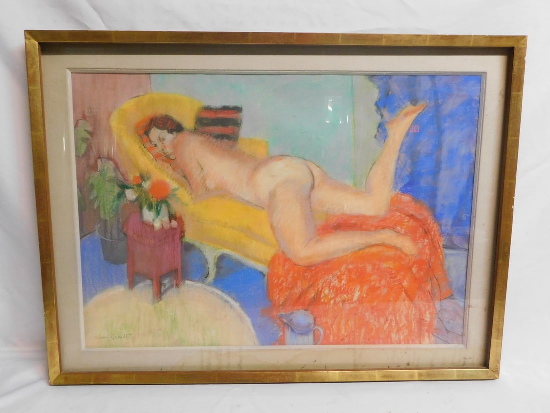 ORIGINAL PASTEL ON PAPER OF FEMALE NUDE, SIGNED WARREN BRANDT, 26 X 35: ORIGINAL PASTEL ON PAPER OF FEMALE NUDE, SIGNED WARREN BRANDT, 26 X 35