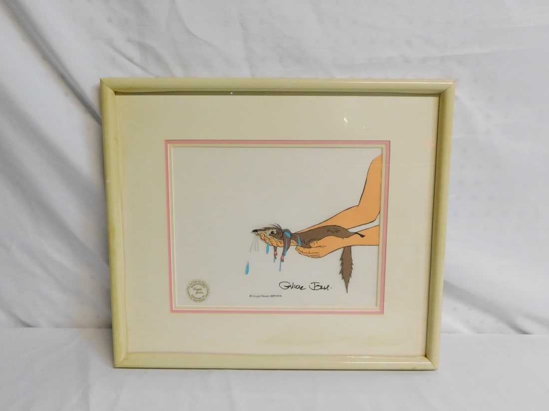 ORIGINAL COLORED ANIMATION CEL SIGNED CHUCK JONES, "RICKI TIVI TAVI" 17X19.5 (1 of 7)
