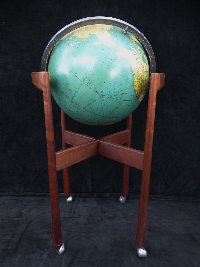 VINTAGE JENS RISOM WALNUT FLOOR GLOBE 37" X 19" DIA. (1 of 10)