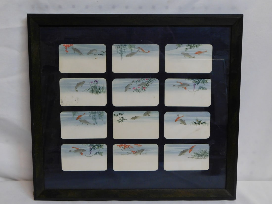 TWELVE FRAMED WATERCOLOR IMAGES OF KOI POND, 14.5 X 16 (1 of 7)