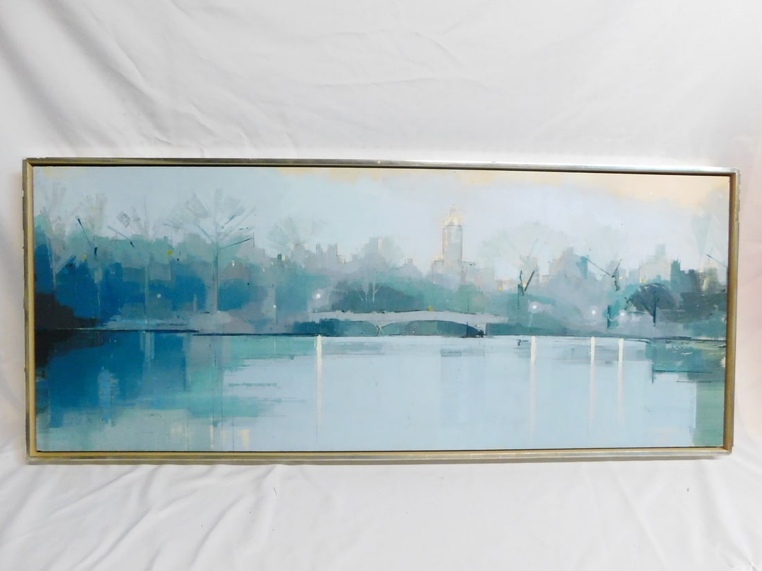 LISA BRESLOW "BOW BRIDGE, TWILIGHT" 2012 OIL ON BOARD 21.5" X 51.5" (1 of 10)