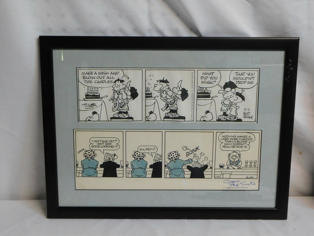 ORIGINAL COMIC STRIPS "TIGER" BY BUD BLAKE & "CHEERS"  BY REG SMITHE (1 of 6)