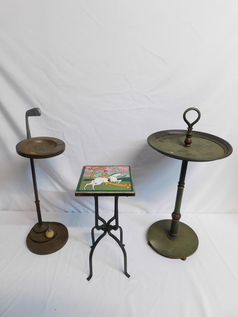 ESTATE OF SEYMOUR STEIN: THREE STANDS, INCLUDING HORSE TILE SIDE TABLE/STAND 19" X 8" X 8" (1 of 18)