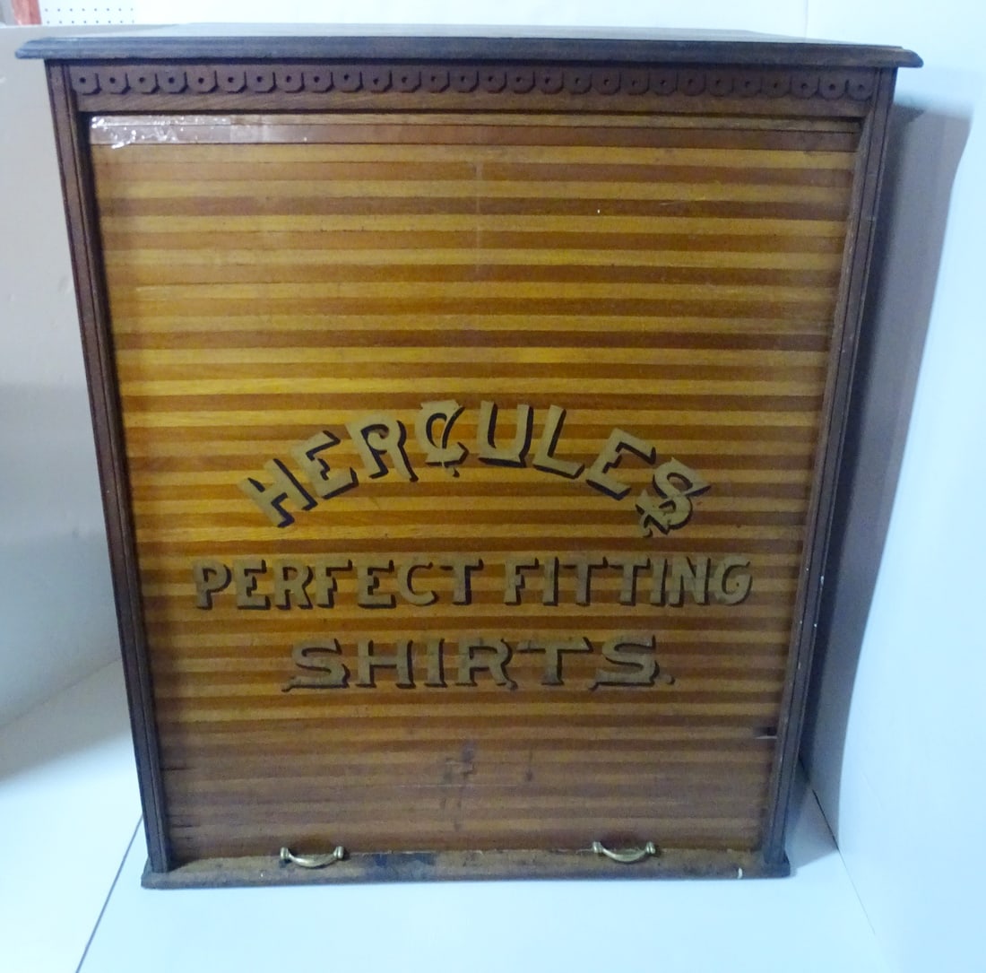 ESTATE OF SEYMOUR STEIN:'HERCULES SHIRTS' SHOP DISPLAY CASE 42" X 33 1/2" X 22" (1 of 18)