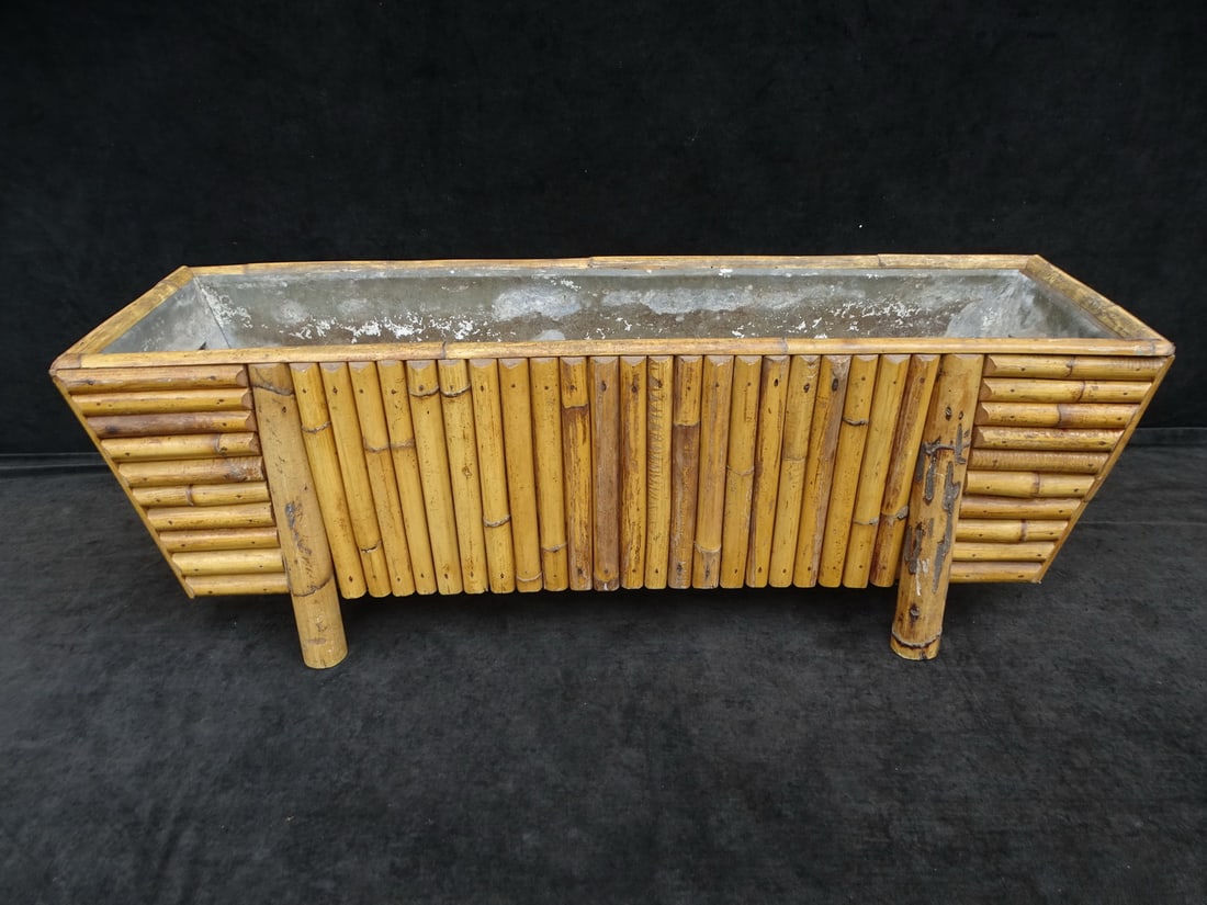 ESTATE OF SEYMOUR STEIN:LARGE RECTANGULAR BAMBOO PLANTER 13" X 37" X 11" (1 of 8)