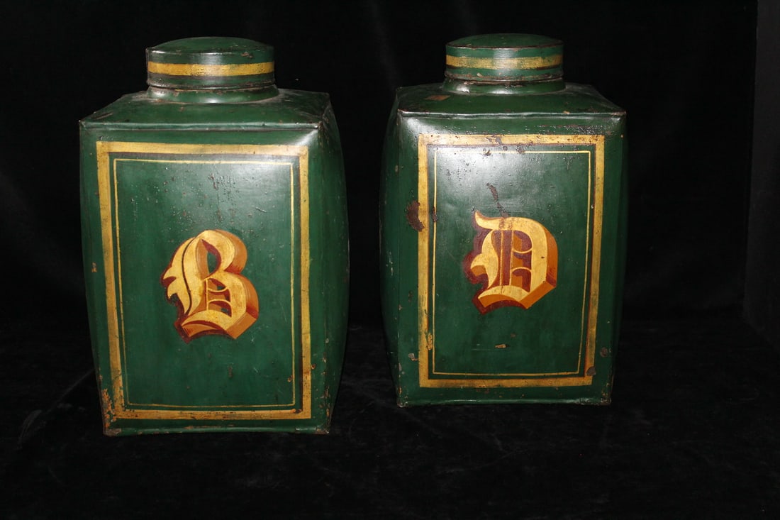 PAIR OF ANTIQUE ENGLISH TEA CANISTERS 16 X 10.5 X 9.5 (1 of 13)