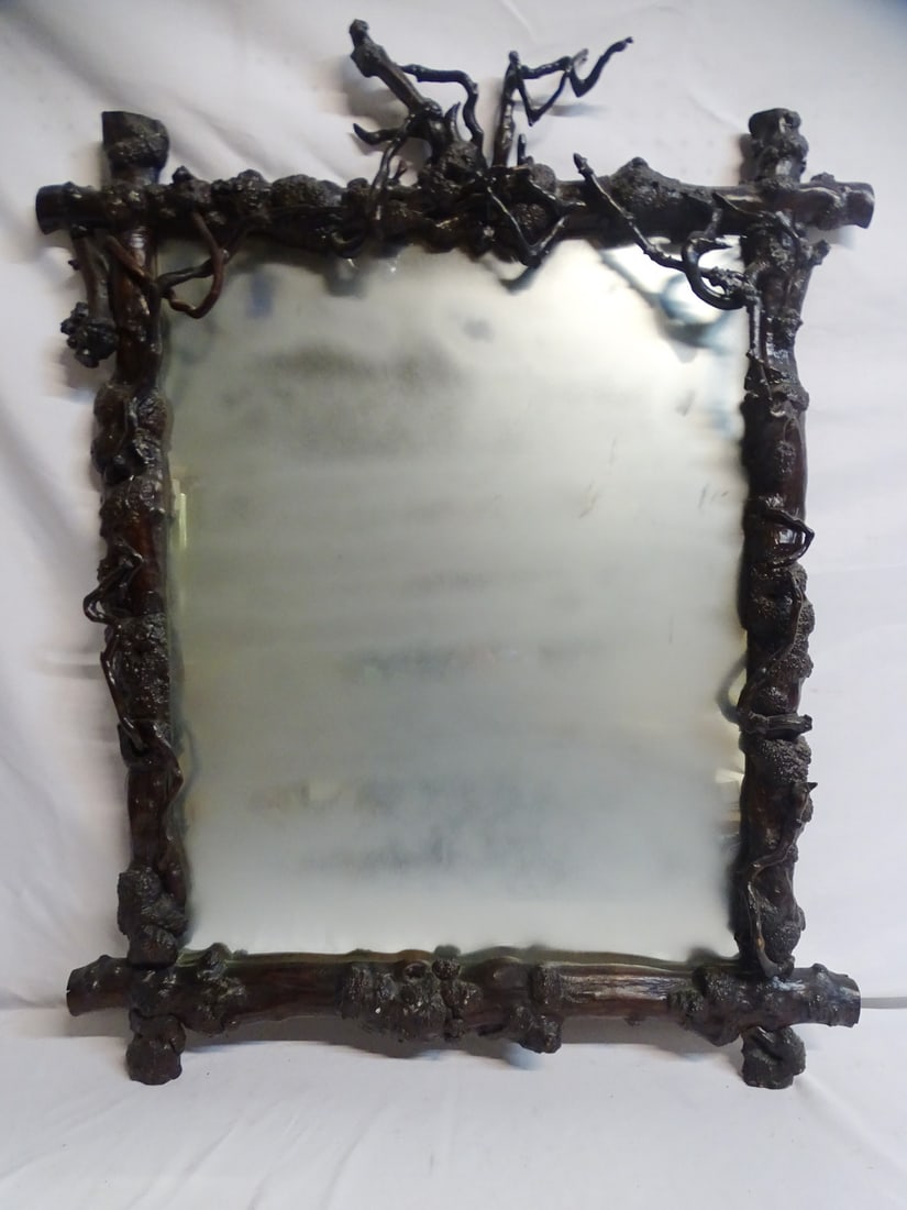 CHINESE ROOT WOOD MIRROR 40X31 (1 of 11)