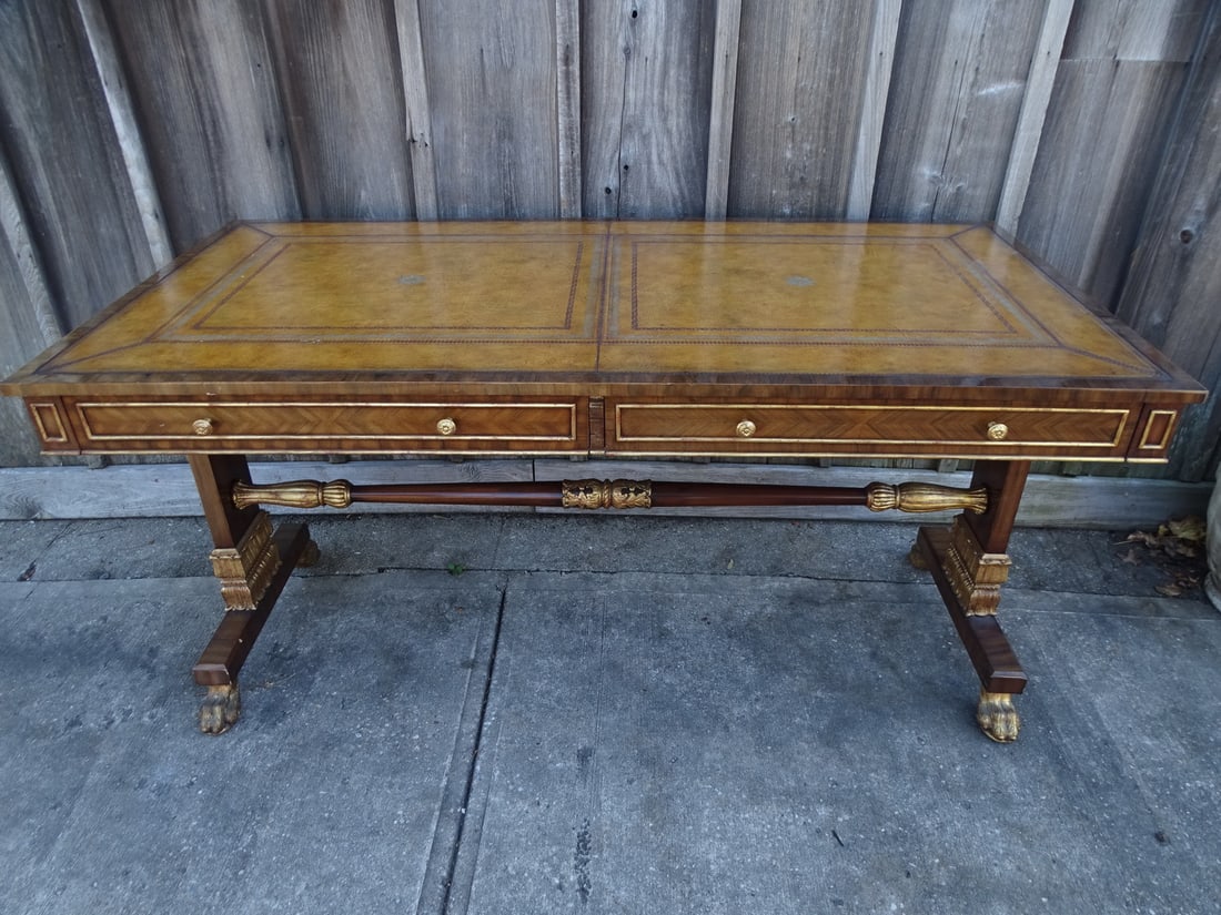 MAITLAND-SMITH REGENCY STYLE LEATHER TOP PARTIAL GILT DESK 30X30X60 (1 of 16)