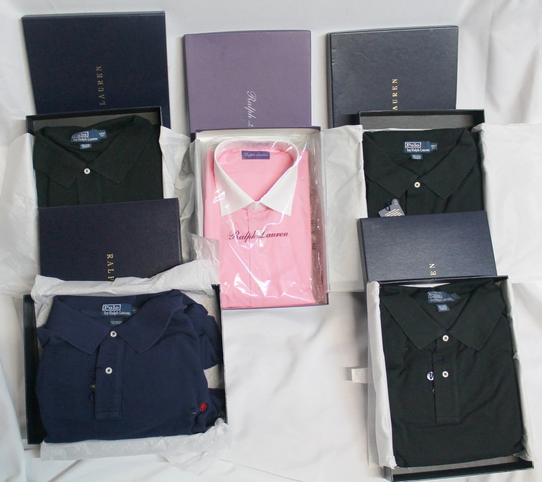 ESTATE OF FASHION EDITOR: LOT OF FIVE BOXES OF RALPH LAUREN SHIRTS: ESTATE OF FASHION EDITOR: LOT OF FIVE BOXES OF RALPH LAUREN SHIRTS