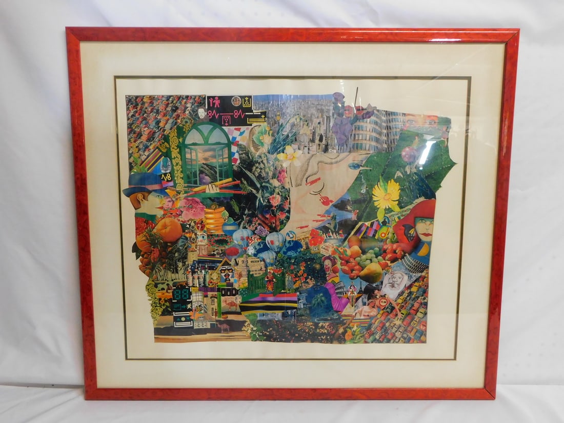 COLORFUL MAGAZINE COLLAGE, FRAMED 30X35 OVERALL, 21X25 IMAGE: COLORFUL MAGAZINE COLLAGE, FRAMED 30X35 OVERALL, 21X25 IMAGE