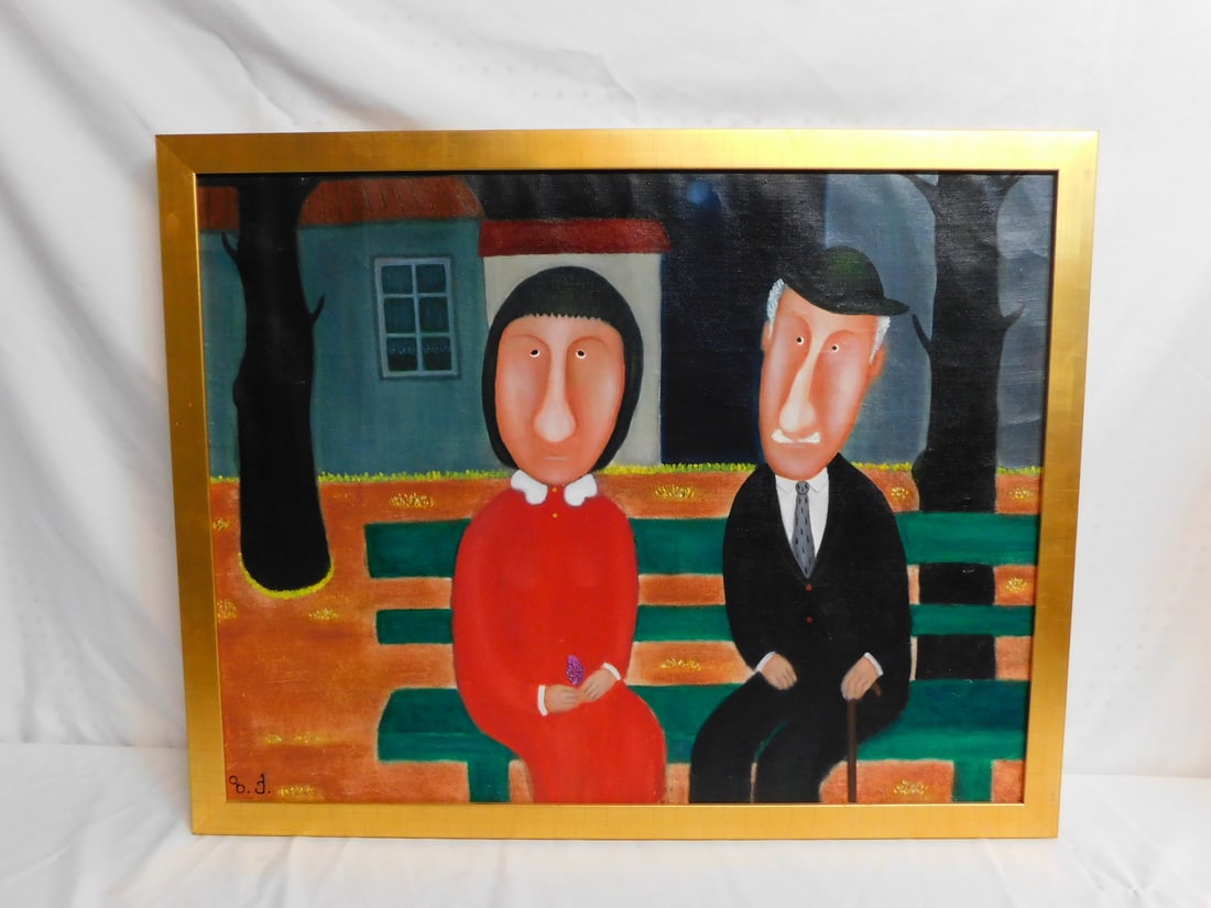 ZURAB KURCHISHVILI SIGNED, "THE WALK" 192 OIL ON CANVAS 27.5X35 IMAGE, 30X38 OVERALL (1 of 8)