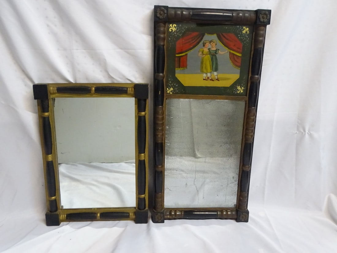 TWO FEDERAL MIRRORS INC. TRUMEAU WITH REVERSE PAINTED PANEL, 31.5 X 15.5 LARGEST (1 of 17)