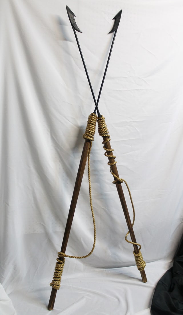 TWO CONTEMPARY  WHALING HARPOONS, 77"L EACH (1 of 5)