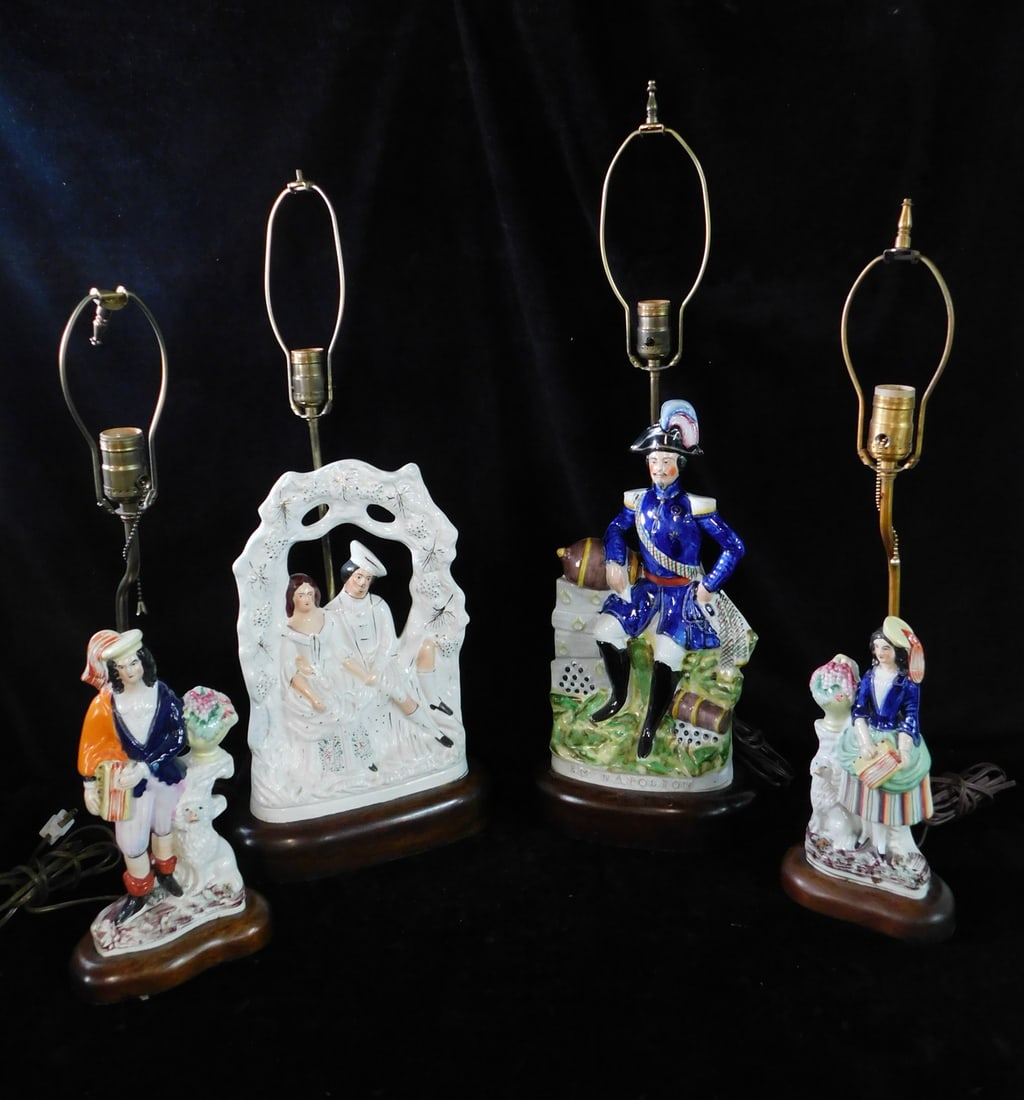 GROUP OF FOUR LAMPS, INC.. STAFFORDSHIRE 29 X 9 X 5 LARGEST (1 of 20)