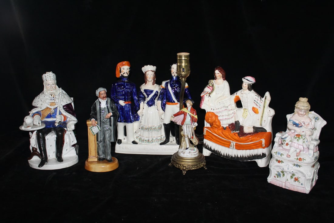 SIX PIECES OF FIGURAL PORCELAIN INV. ROYAL DOULTON AND STAFFORDSHIRE 11.5 X 10 X 3 LARGEST (1 of 17)