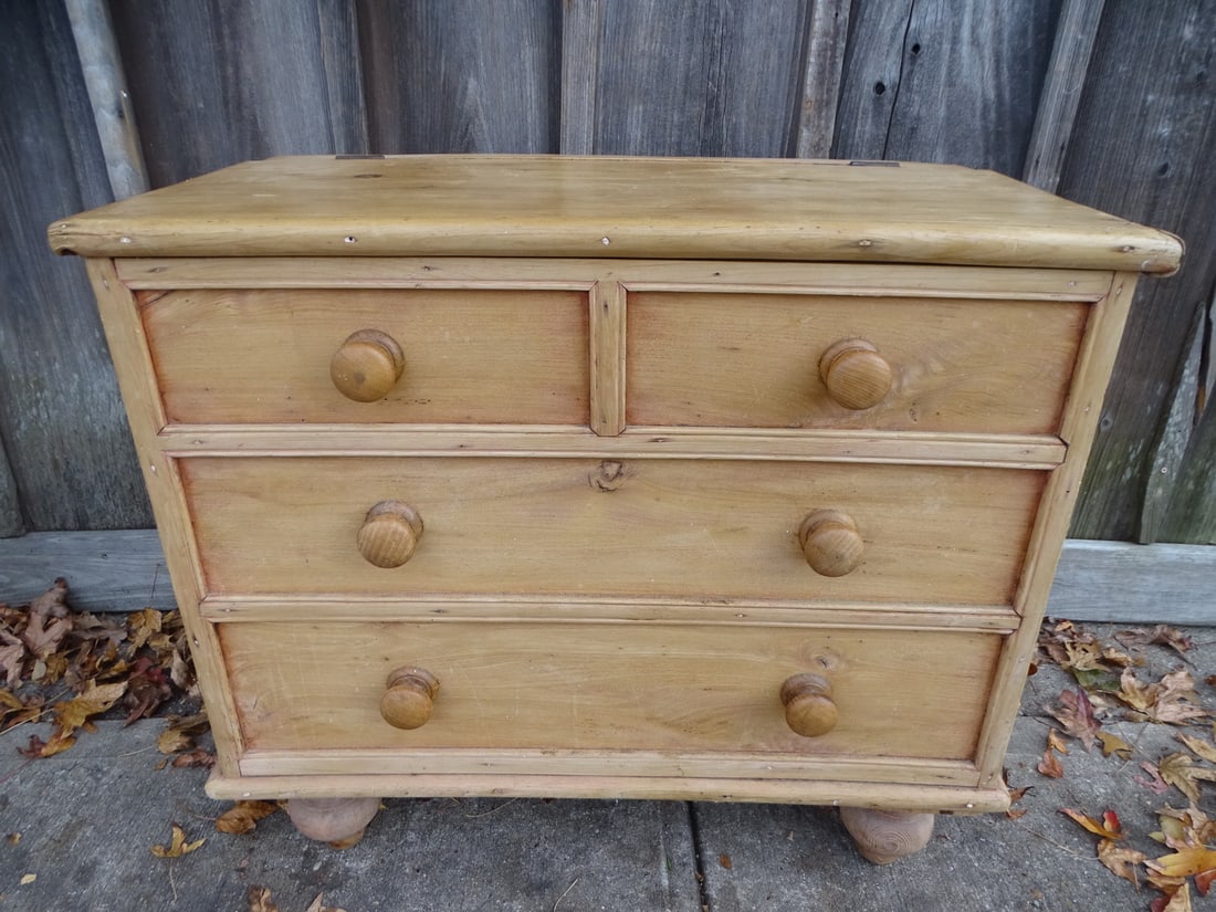 19TH CENTURY ENGLISH PINE LIFT TOP CHEST 29 X 32 X 18 (1 of 14)