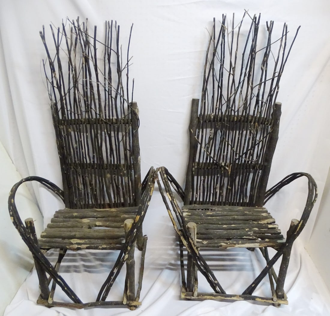 PAIR OF TWIG ARM CHAIRS 52.5 X 26 X 19.5 (1 of 13)
