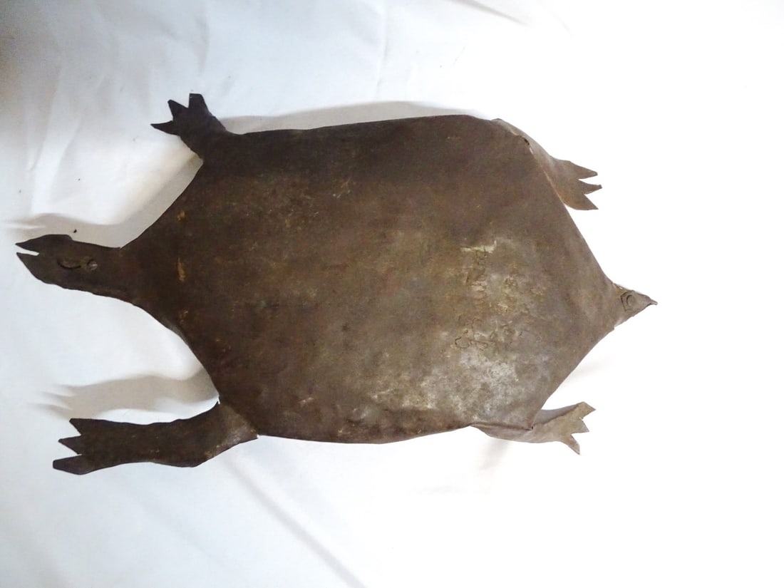 GEORGES LIAUTAUD, SIGNED CURVILINEAR METAL SCULPTURE "TURTLE" 3.5 X 21 X 13 (1 of 10)