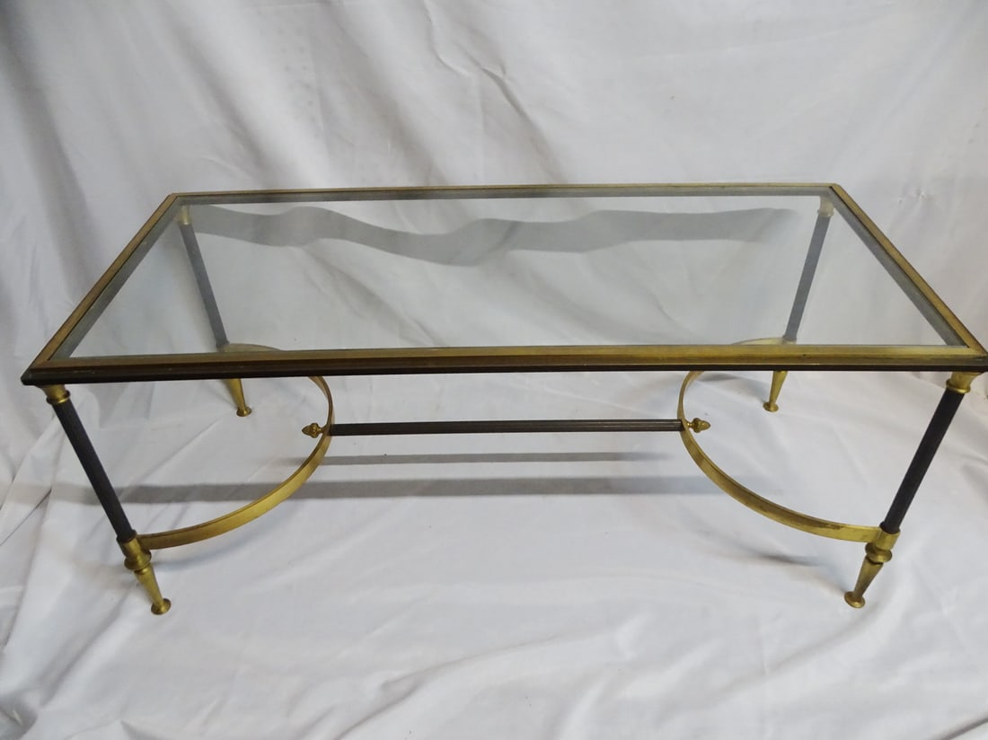 BRASS GLASS TOP COFFEE TABLE 17X40X18 (1 of 11)