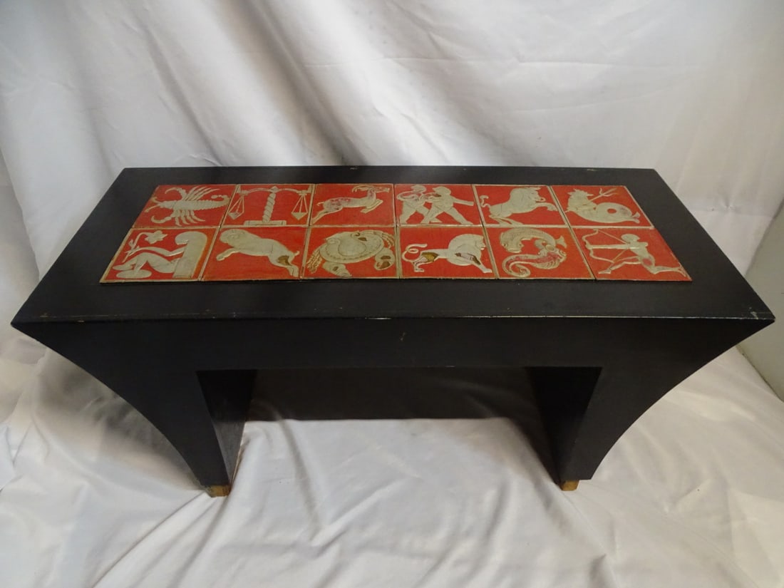 ESTATE OF SEYMOUR STEIN: ART DECO ZODIAC BENCH 18 1/2" X 42" X 18" (1 of 17)