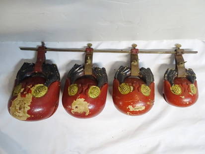 SET OF FOUR JAPANESE WOOD MOKUGYO DRAGON FISH CHANTING DRUMS/TEMPLE BLOCKS: SET OF FOUR JAPANESE WOOD MOKUGYO DRAGON FISH CHANTING DRUMS/TEMPLE BLOCKS