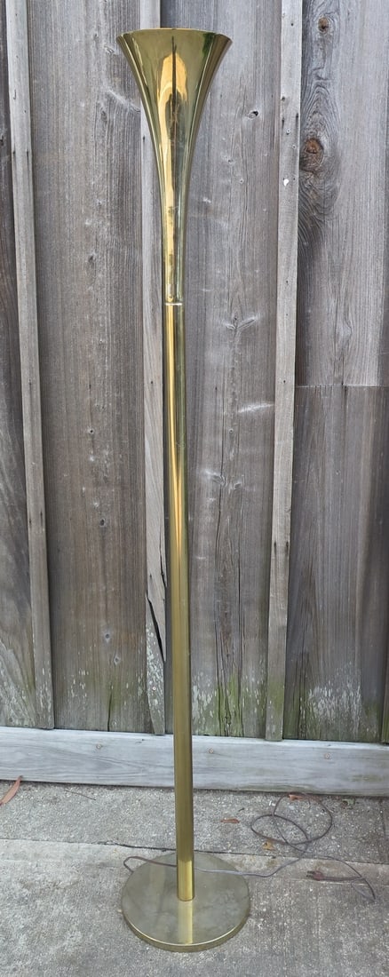 BRASS TORCHIERE STANDING FLOOR LAMP 66 1/2" TALL (L-32 DECORATED 2022) (1 of 8)