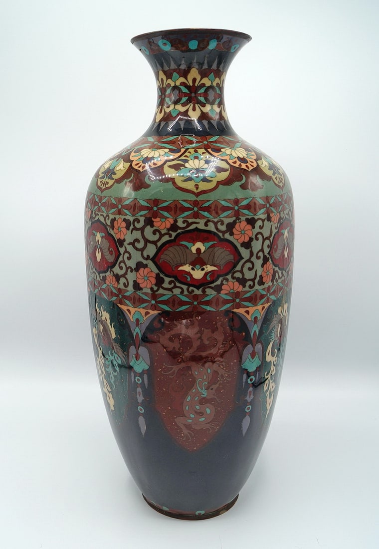 LARGE CLOISONNE VASE 19'H (D 134) (1 of 5)