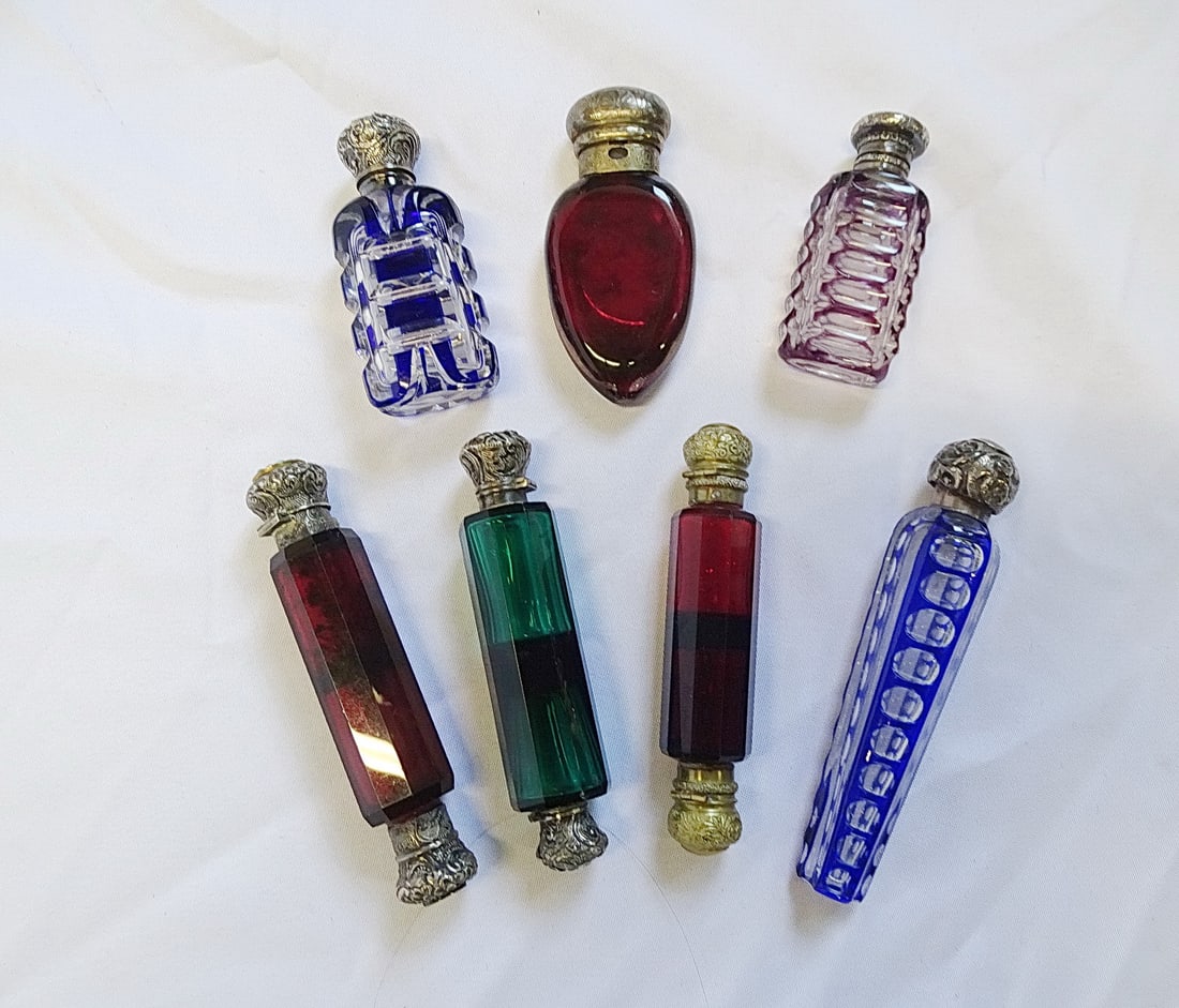 GROUP OF 7 PERFUME BOTTLES INC 3 RUBY (1 of 9)